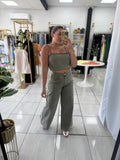 Olive Crop Top & Pants Set