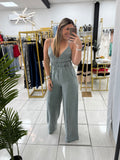 Sage Washed WideLeg Jumpsuit