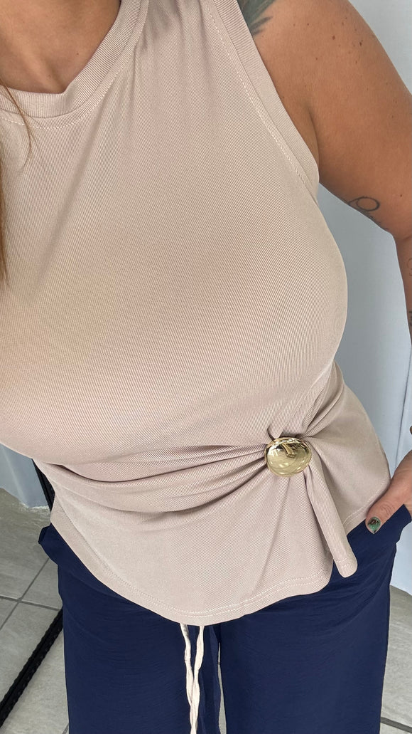 Taupe SideGold Top