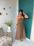 Brown Bustier Midi Dress