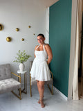 White Halter Embellished Dress
