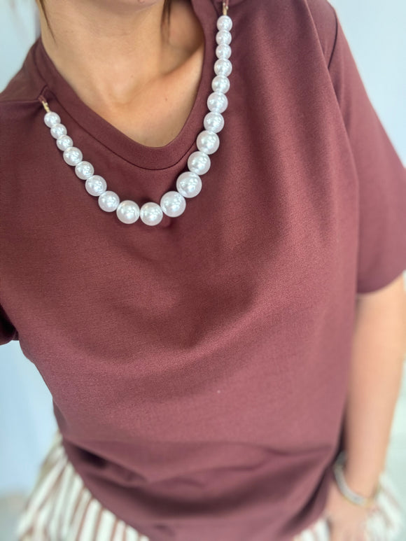 RumRaisin Loose PearlNeck Top