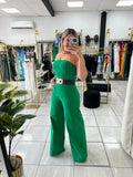 Kelly Green Tube Denim Jumpsuit