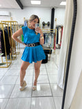 Padded Blue Romper (Belt Not Included)