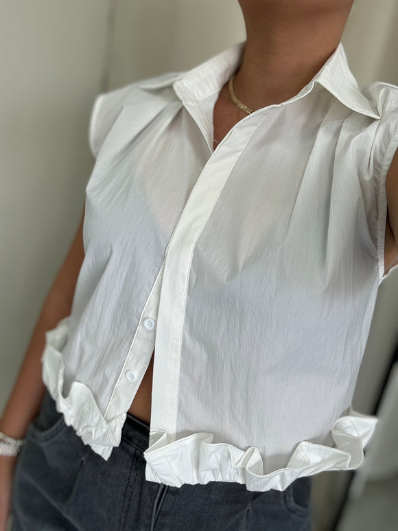 White Bottom Ruffle Top