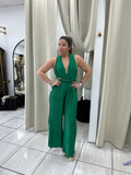 Jewel Green Vneck Jumpsuit