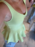 Lime Green Peplum Top