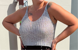 Silver Metallic Sequin Top