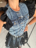 Denim Black Sleeves Top
