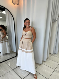 Mocha White Twist Top & Skirt