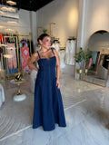 Dark Indigo VCutOut Midi Dress