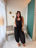 Black VNeck Balloon Jumpsuit