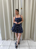 Navy PolkaDots RicRac Dress