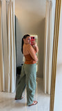 Olive WideLeg Pintuck Jeans