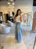 Washed Denim Tie Wide Leg