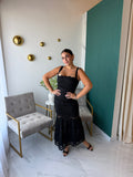 Black Lace Tiered Midi Dress