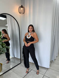 Black Rhinestones Feathers Set