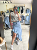 Ruffles Maxi Denim Skirt