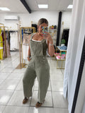 Olive Slouchy Barrel Overall