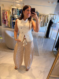 Taupe PolkaDots Barrel Pants