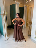 Brown Lace OpenBack Dress