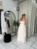 Cream TulleMesh Maxi Dress