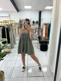 Olive Pleated Oversized Romper