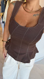 Brown Peplum Top