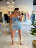 Denim Tube Top & Shorts Set