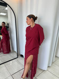 Burgundy Shirt Lace Dress