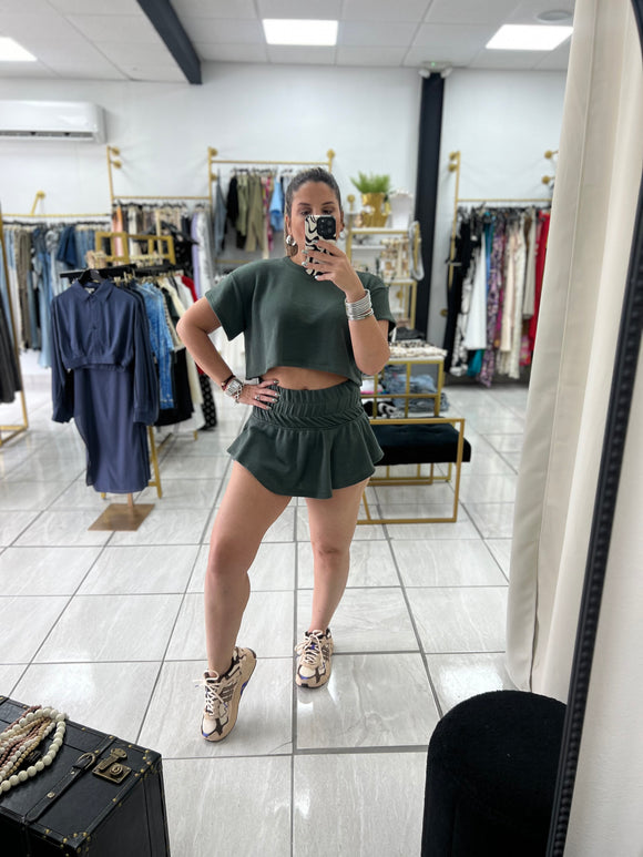 Dark Olive Skort & Loose Top