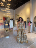 Leopard HalterNeck Maxi Dress