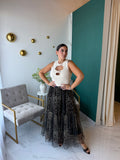 Leopard Tiered Mesh Midi Skirt