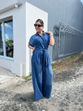 Denim Front Sach Jumpsuit