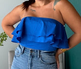 Blue Ruffles Tube Top