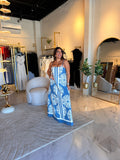 Washed Blue Floral Maxi Dress
