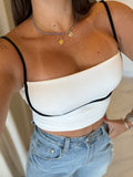 White Contrast Crop Top