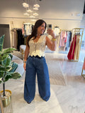 Indigo Pocket Wide Leg Jeans