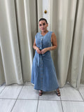 LightDenim Buttons Midi Dress