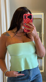 Mint Strapless Peplum