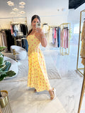 Yellow Blush Dots Midi Dress