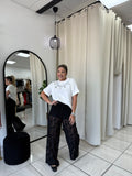 Black Floral Embroidery Pants