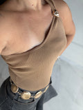 Camel OneShoulder Top