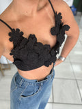 Black Bloom Petal Top