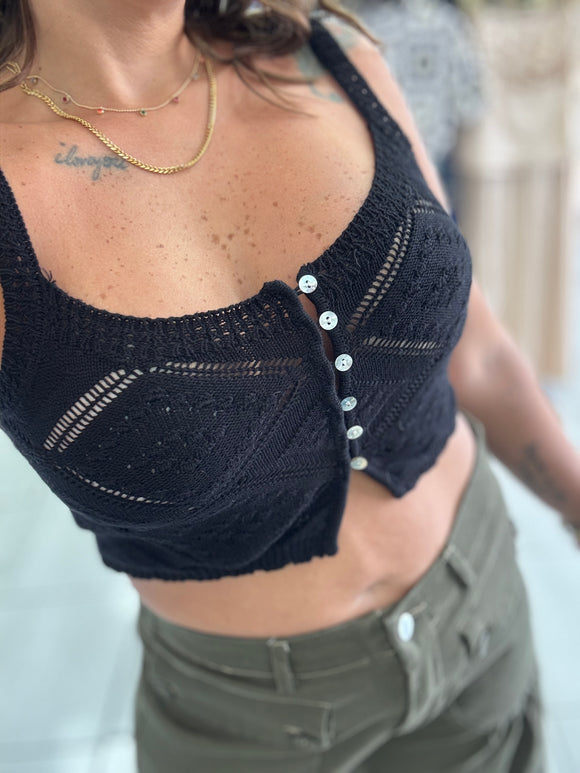 Black Crochet Crop Top