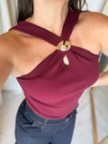Burgundy NeckDetail Top