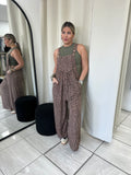 Taupe Leopard Pockets Overall