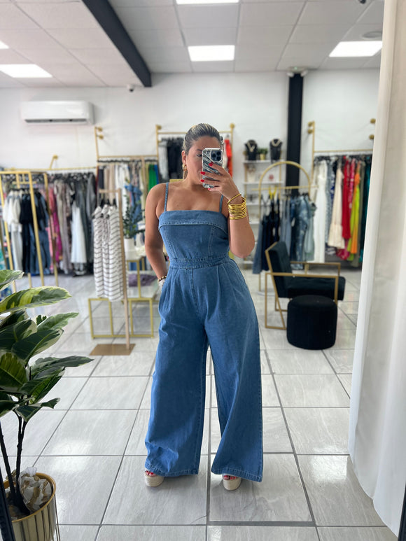 Light Indigo Wide Leg Jumpsuit