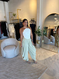 White Eyelet Scallop Halter Top