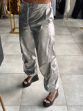 Silver Drawstring Cargo Pants